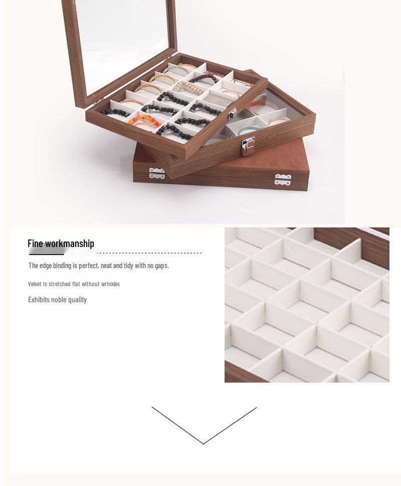 Шкатулка для украшений из орехового дерева с белой кожей и крышкой, пыленепроницаемое хранилище для серег, колец, ожерелий и браслетов.