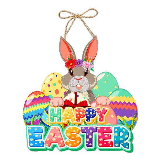 Easter Door Sign Happy Easter Door Welcome Sign Front Door Hanging Decoration with Rope for Wall Home Indoor Outdoor Spring Decor