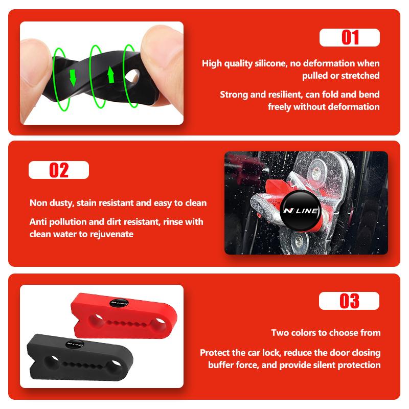Silicone Car Door Anti Shock Pad Soundproof Gasket Lock Buckle Protector Cover For Hyundai N Line i20 i30 Sonata Tucson Azera R8
