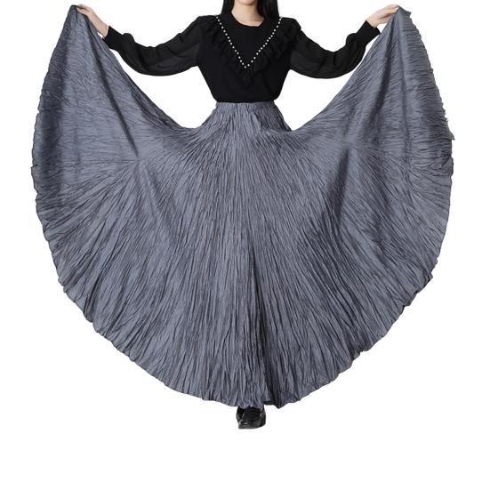 Women Maxi Skirt Elastic High Waist Super Large Pendulum Design Long Skirt Pleated Dance Skirt Party Wear