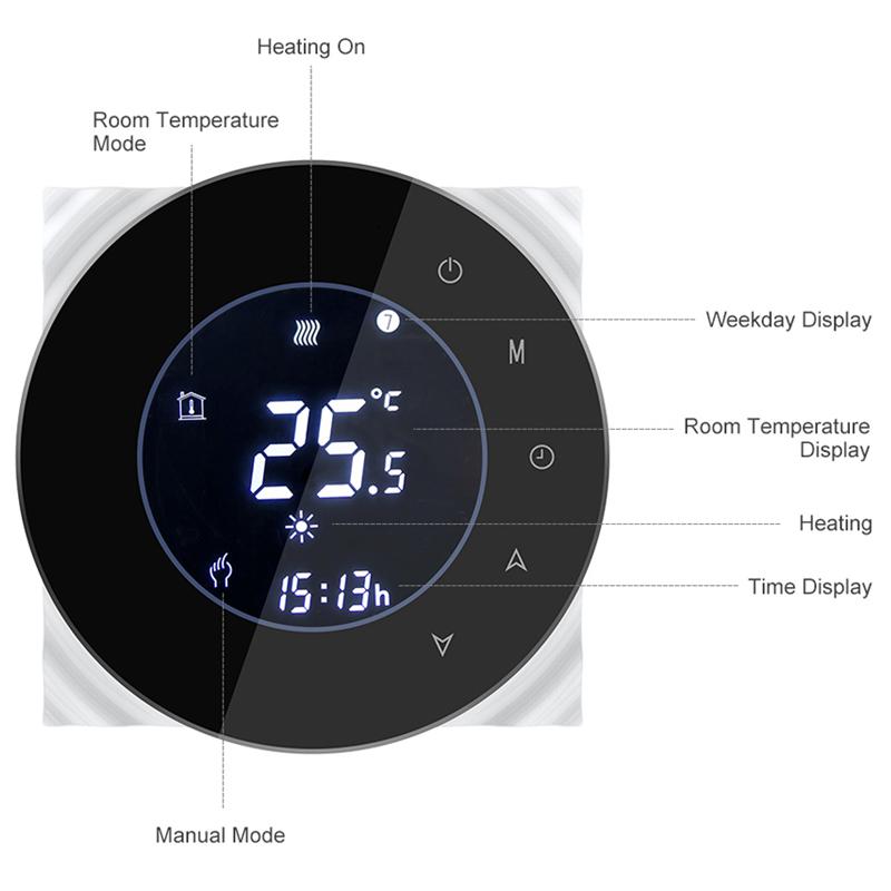 Smart WiFi Touch Thermostat Temperature Wireless Controller For Water/Electric Floor Heating Water/Gas Boiler Works Google Home7
