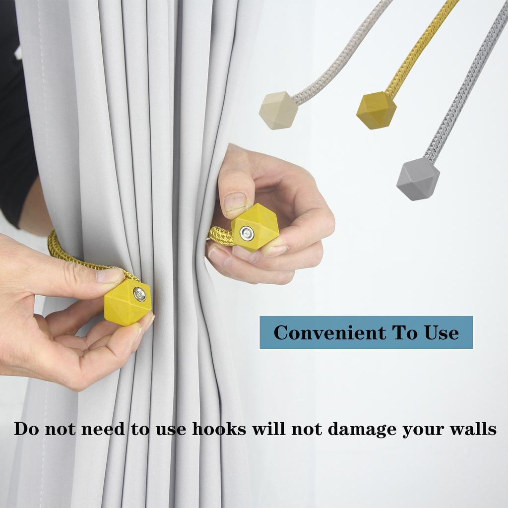 2Pcs Magnetic Curtain Tiebacks Decorative Curtain Holdback Rope Convenient Curtains Tie Backs Magnet Curtain Holder Clips