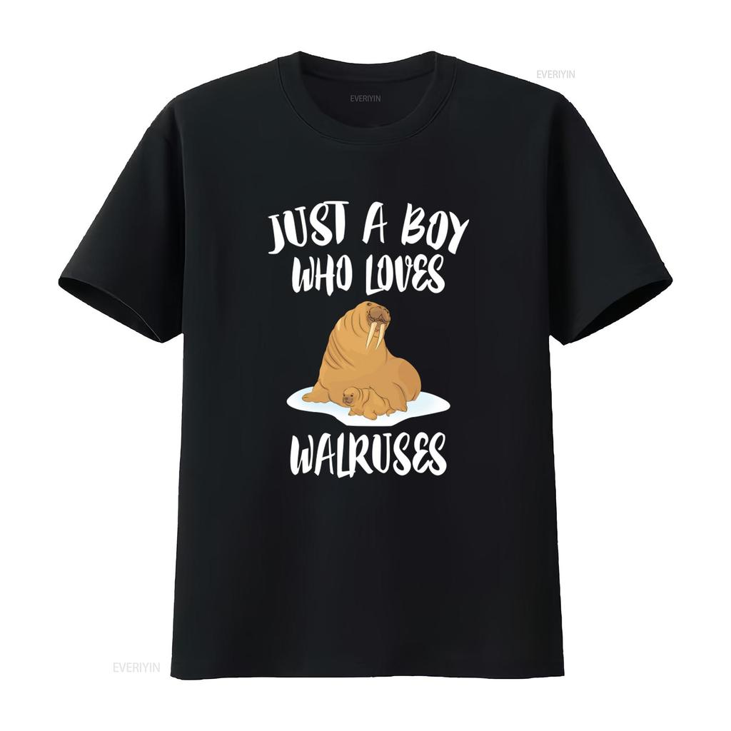 Just A Boy Who Loves Walruses T Shirt Walrus Lover Perfect For Animal Lovers Adult Kids Sizes Vintage Breathable Soft