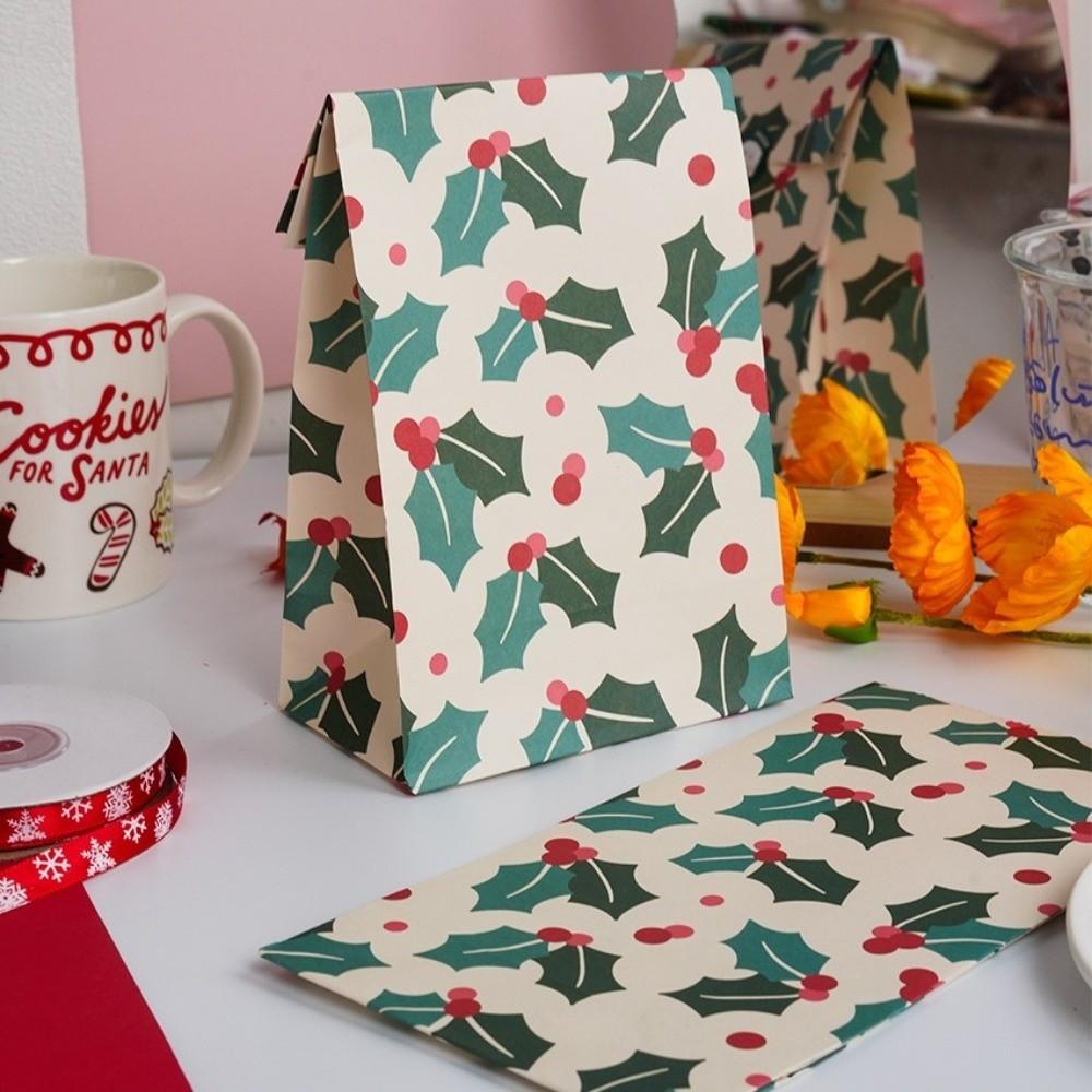 10pcs Kraft Paper Christmas Cookie Bag Gift Wrapping Biscuit Bags New Gift Favor Bags Party Decor