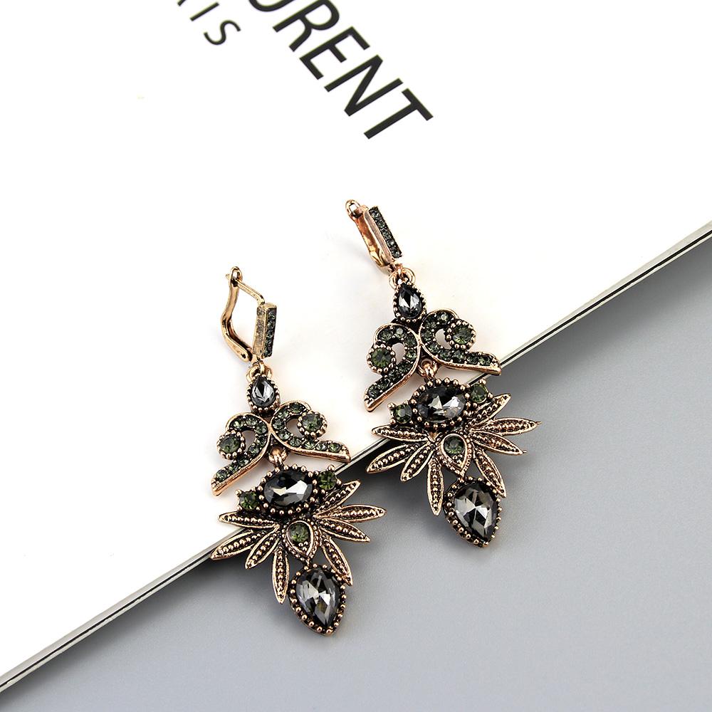 Винтажный комплект ювелирных изделий в богемном стиле, античное золото, серьги-капли в стиле бохо, ожерелье для женщин, свадебные украшения