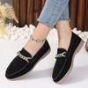 2024 New High Quality Women's Shoes Fashionable Solid Color Slip-On Mid-Toe Women's Flat Shoes Beaded Square Toe Flat Loafers