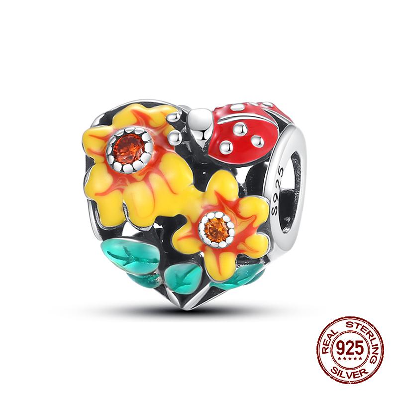 925 Sterling Silver Butterfly Tulip Iris Flower Charms Beads Fit 925 Original Bracelets Fine DIY Valentine Jewelry Gifts