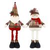 Christmas Doll Pendant Santa Claus Snowman Telescopic Legs Design Plaid Print Xmas Doll Festival Home Decoration