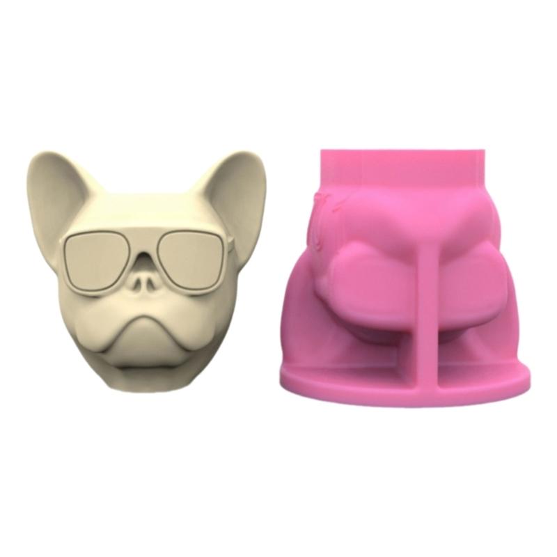 Dog Head Flower Pots Mold Epoxy Resin Molds Pen Holder Candle Holder Cement Planter Silicone Mould Home Decorations