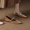 286-3 French Low-heeled Mary Jane Autumn and Winter Women's Shoes 2025 New Brown Maillard Pointed Single Shoes