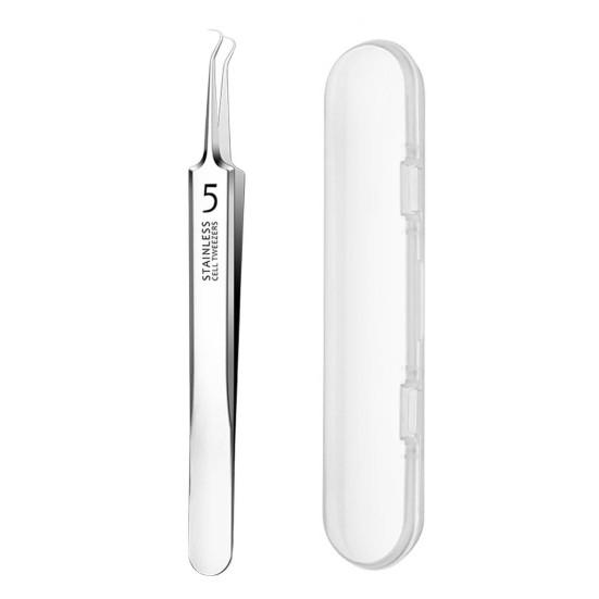 Очень тонкий Нет. 5 пинцетов из нержавеющей стали для удаления угрей и черных точек для ухода за кожей, экстрактор черных точек с 10-кратным увеличительным стеклом, щадящий инструмент для удаления угрей