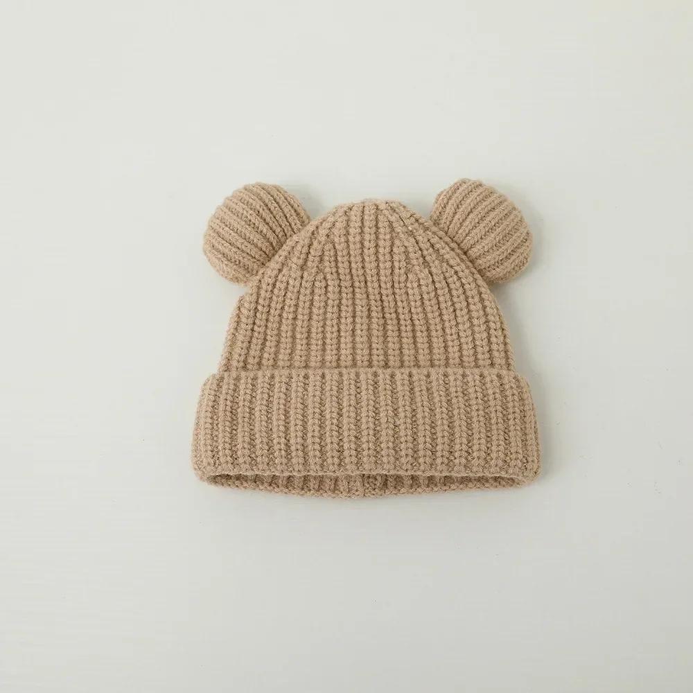 1 шт. теплая шапочка для новорожденного мальчика и девочки, милая мультяшная шапочка с медведем для малышей, вязаная крючком, теплая вязаная шапка на осень и зиму