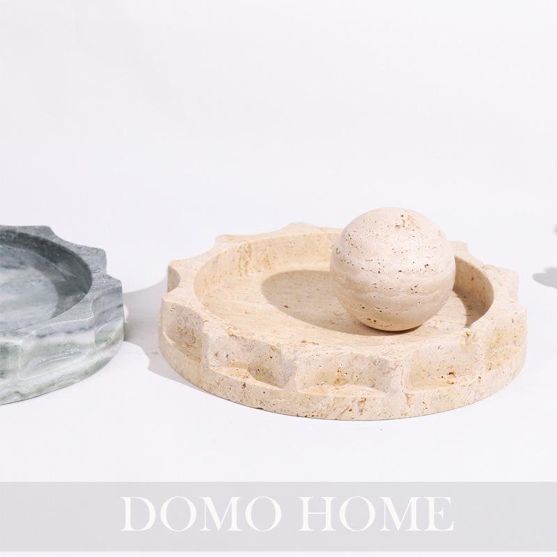 Wabi-Sabi Modern Travertine Sphere Ornament for Home or Hotel Decor