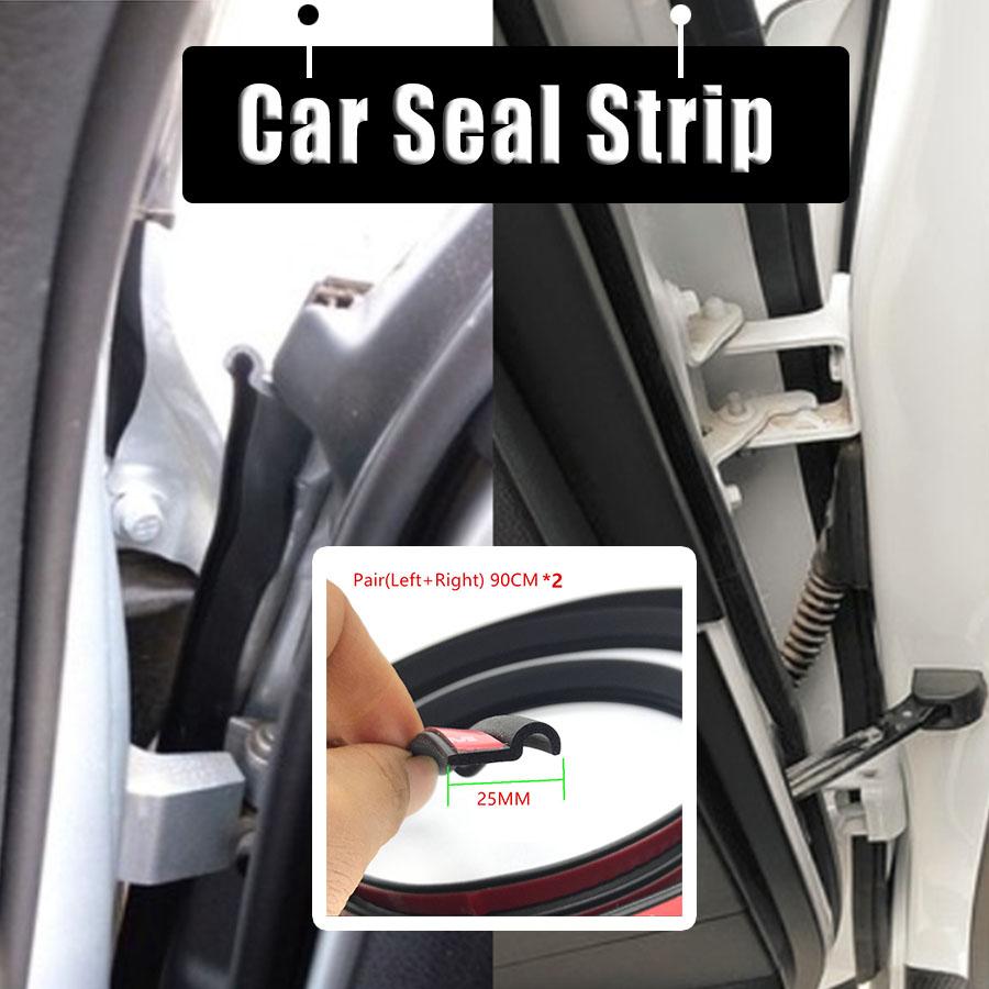 2pcs 90cm Car Styling A Pillar Seal Strip Black Rubber Weatherstrip Waterproof