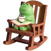Cute Healing Small Decoration Cartoon Frog Rocking Chair Rocking Chair Design with Book Coffee Home Office Decor Car Ornament