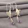 Amethyst Stone Sterling Silver Dangle Drop Wedding Gift Friendship Day Earrings EE-148-9