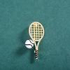 Zinc Zinc Alloy Enamel Metal Clothes Pin Rhinestone Gold Brooch Unique Tennis Racket Brooch  Daily