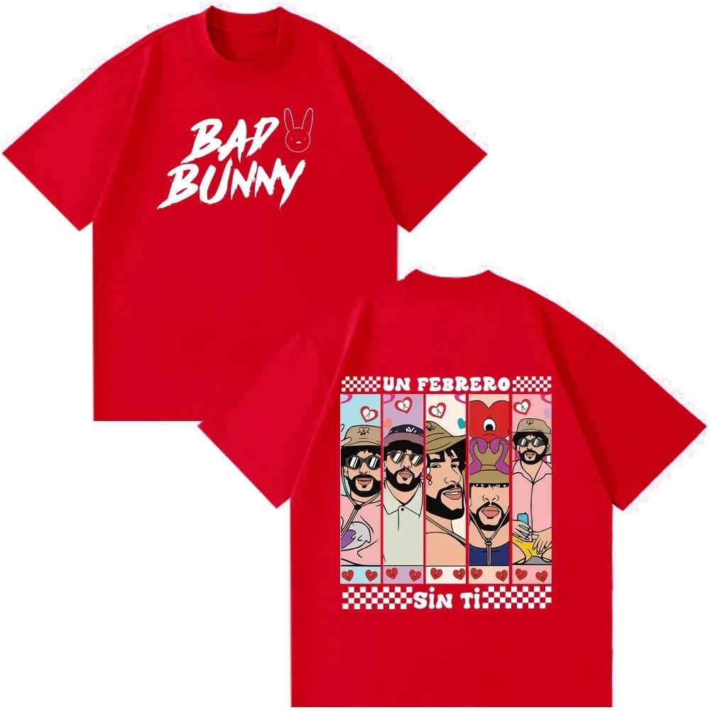 Bad Bunny Fashion Print Unisex Casual Short Sleeve Loose Fit Pure Cotton Hip Hop Plus Size TShirt Women And Unisex Fashion TShirt