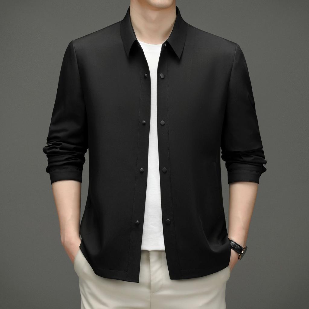 Куртка среднего возраста, мужское пальто с лацканами, деловая тонкая повседневная однобортная модная куртка для папы на весну и осень