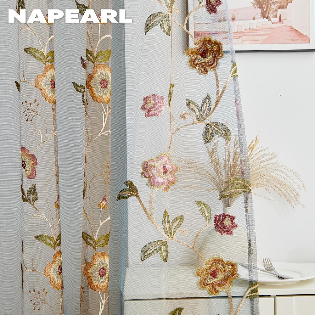 1шт NAPEARL премиум вышитая прозрачная занавеска легкая и элегантная прозрачная занавеска для гостиной спальни домашнего декора