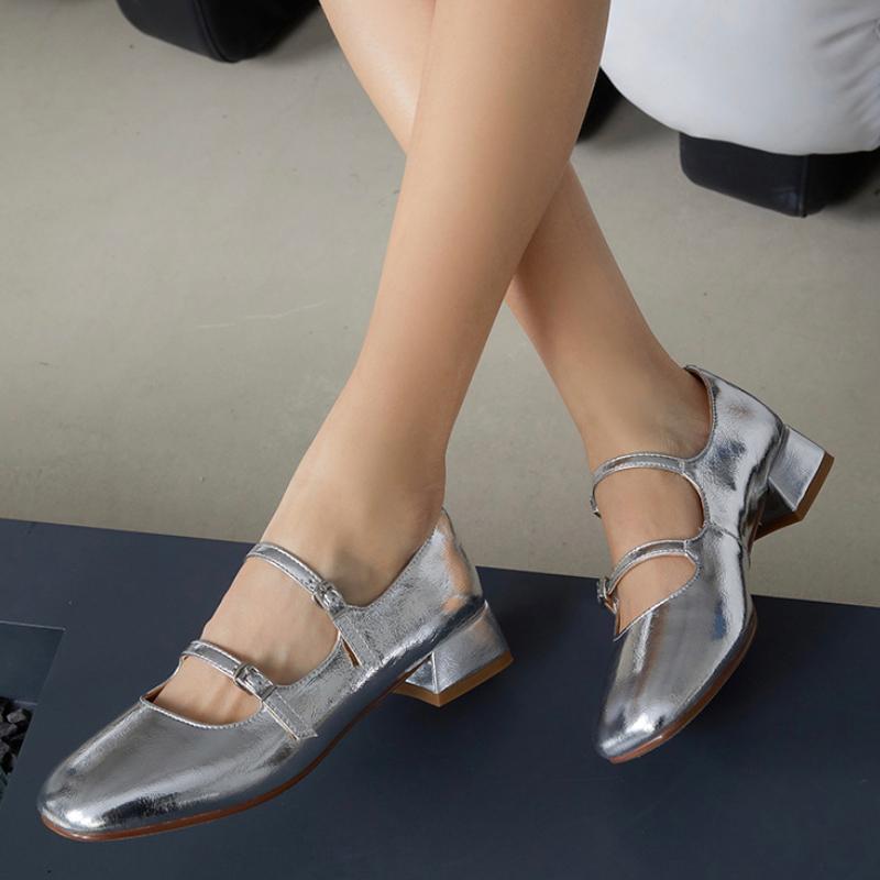 2024 Новые женские туфли Ретро толстые каблуки балетки для женщин средний каблук Мэри Джейн одинарные туфли Zapatos De Mujer