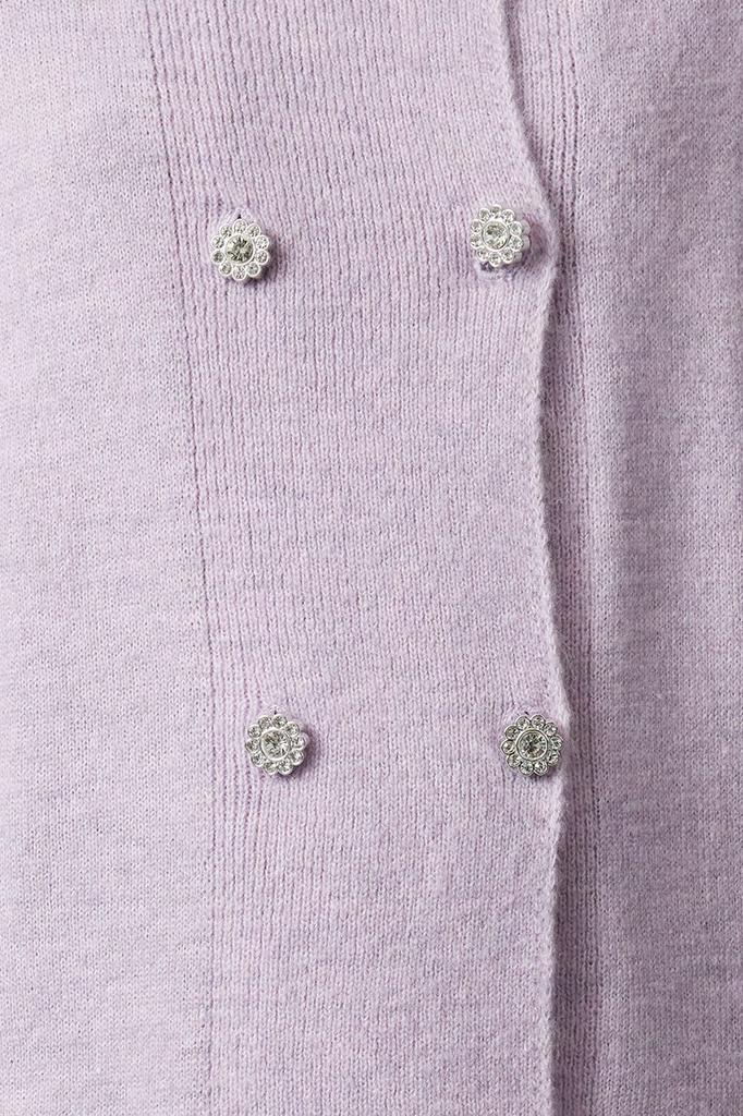 Женский модный стильный кардиган в стиле хиджаб, сиреневый мягкий текстурированный вязаный кардиган на пуговицах с камнями