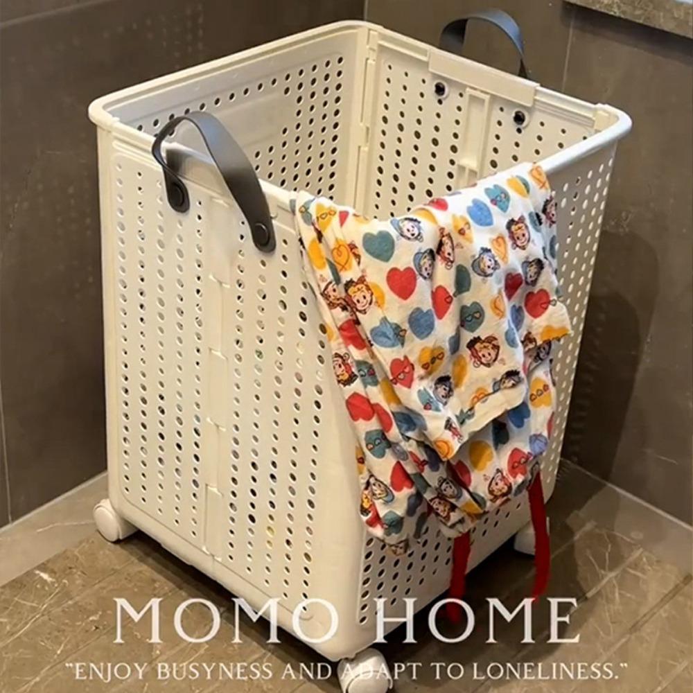 Foldable Laundry Basket with Wheels Stylish Home Clothes Hamper Storage Organizer