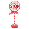 Santa Stop Here Pole Sign Wooden Xmas Desktop Decoration with LED Warm Light Gift