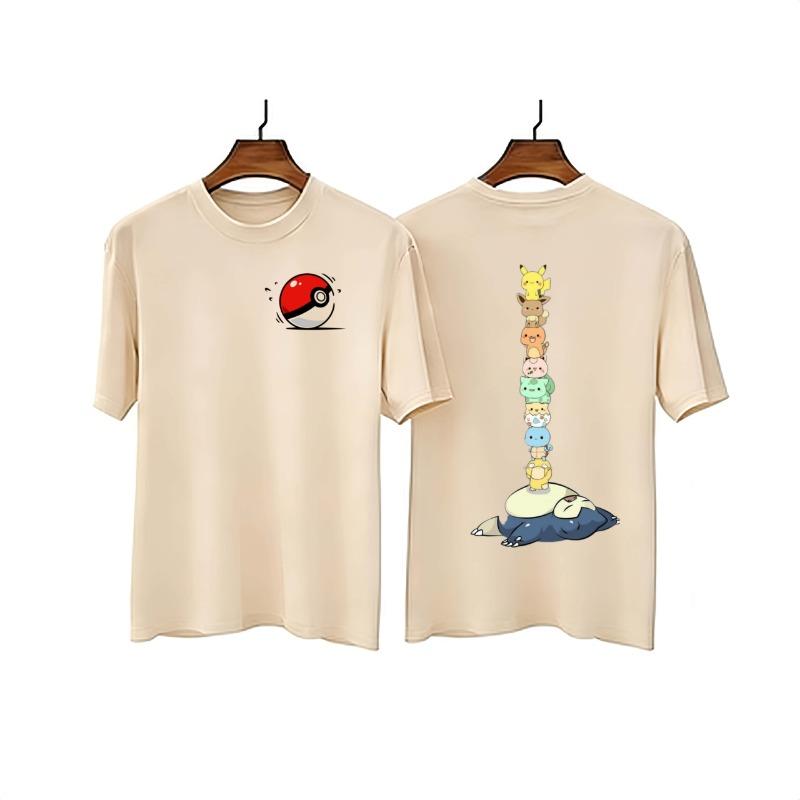 Summer New Pok É Mon All Staff Cartoon Pure Cotton Adult/children Loose Plus Size Short Sleeved Breathable T-shirt