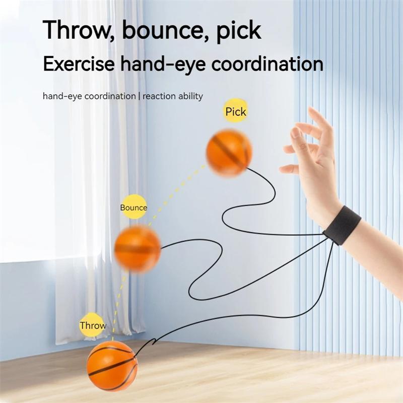 Wrist Return Ball Rubber Sport Ball with Strap and String Rebound Bouncy Balls Toy for Teens Adults Wrist Exercise or Play