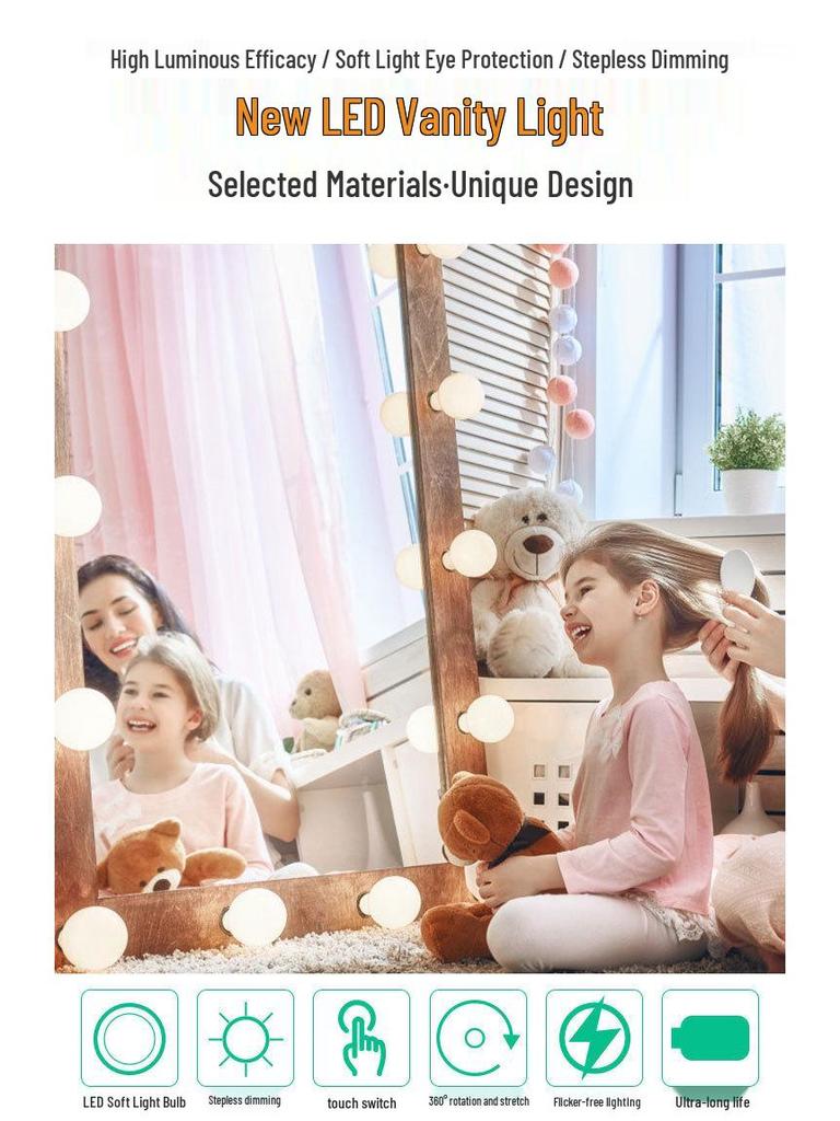 LED Dimmable Hollywood Vanity Mirror Lights for Bathroom