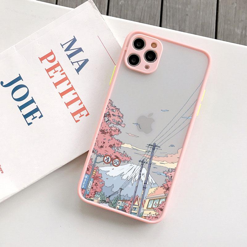 Японская Аниме Сцена Пейзаж Чехол для Телефона для iPhone X XR XS 12 13 14 11 15 Pro Max Mini 8 7 Plus Мультяшные Пейзажи Чехлы Fundas