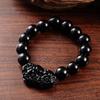 Привлекайте Богатство Мужской Фэн-шуй Пи Сю Обсидиан Камень Бусины Браслет Удачи Браслеты