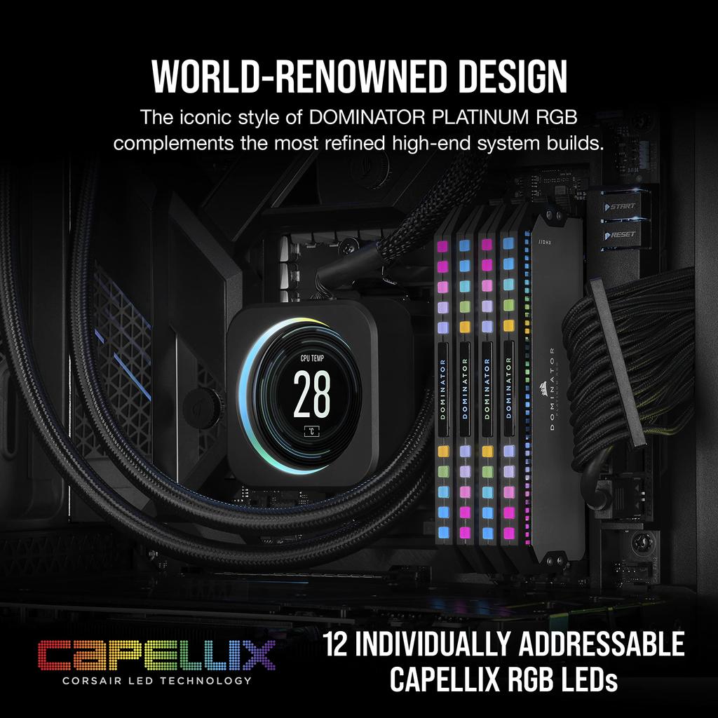 Память для настольного ПК CORSAIR DOMINATOR PLATINUM RGB серии DDR5 64 ГБ x CMT64GX5M2B5200Z40K DDR5-5200 МГц (ПК5-41600) [32ГБ 2]