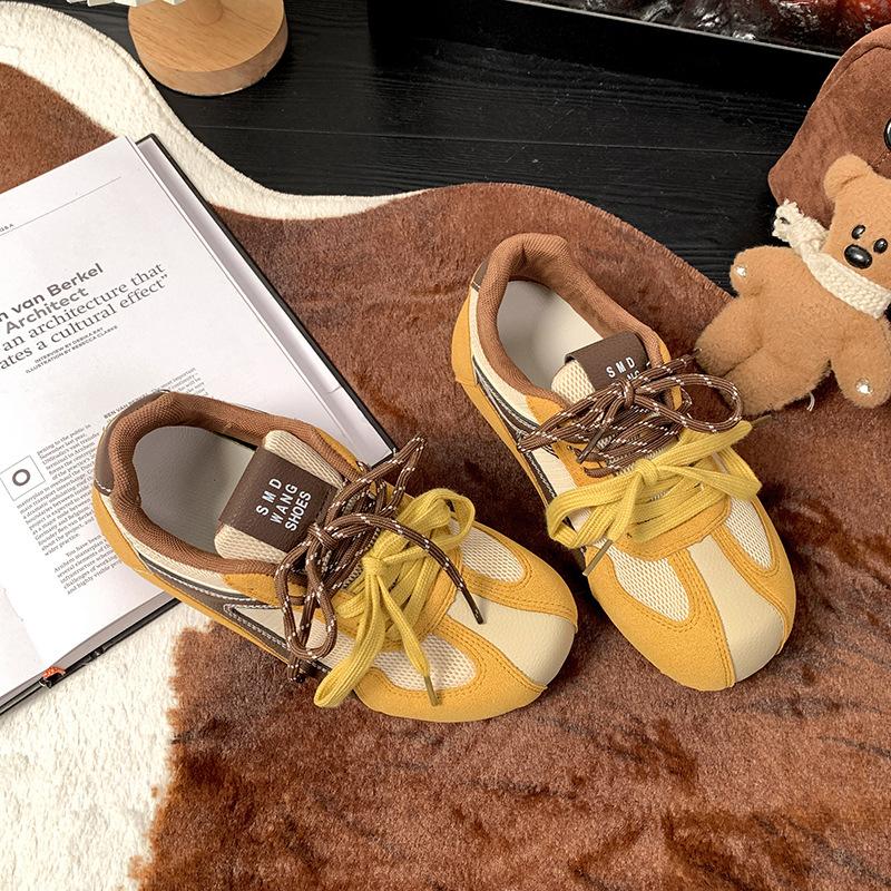 Американские ретро трендовые желтые немецкие кроссовки на платформе женские новинка весны 2025 года универсальные легкие спортивные туфли с мягкой подошвой