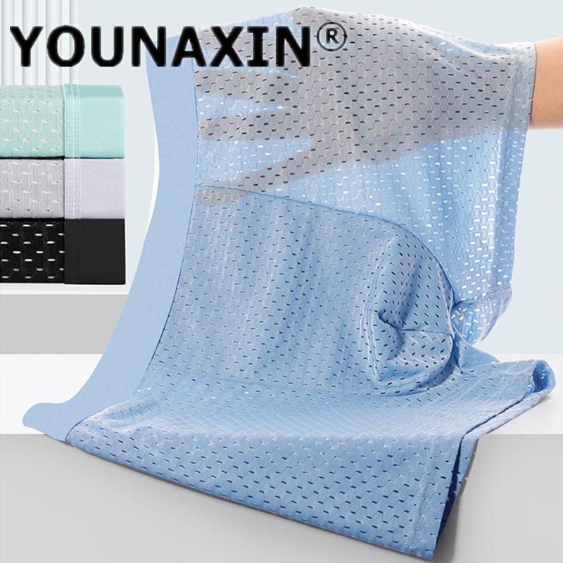 Мужское нижнее белье из дышащей сетки Ice Silk из дышащего графена с антибактериальной сеткой, шорты-боксеры большого размера для молодежи L XL 2XL 3XL 4XL 5XL
