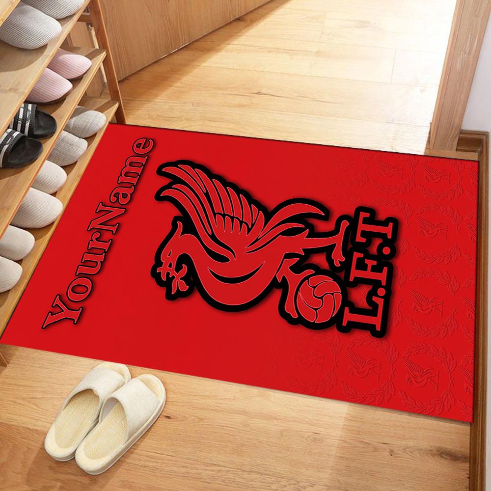 Liverpool Customizable Name Floor Mat Perfect for Playrooms Foyer Living Rooms Kitchen Anti-slip Rug Anime Office Decor Gift for Festivals