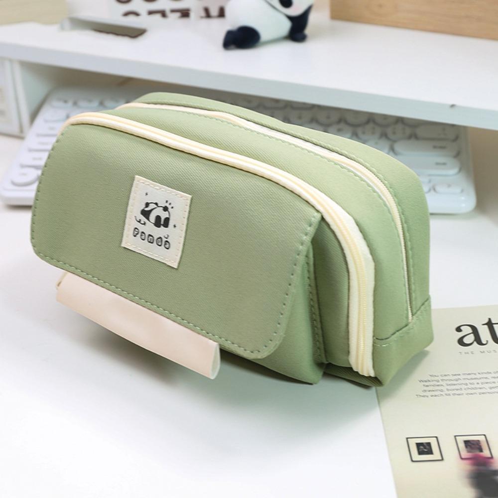 Large Capacity Pencil Case Cartoon Panda Storage Bag Durable Stationery Bag School Office Supplies