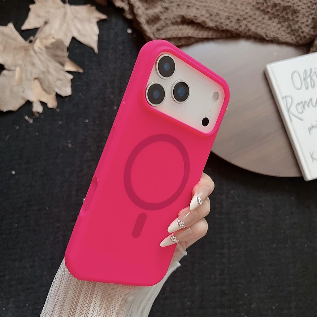 For iPhone 17 Pro Max Magnetic Case Silicone + PC Protective Phone Back Cover Compatible with MagSafe