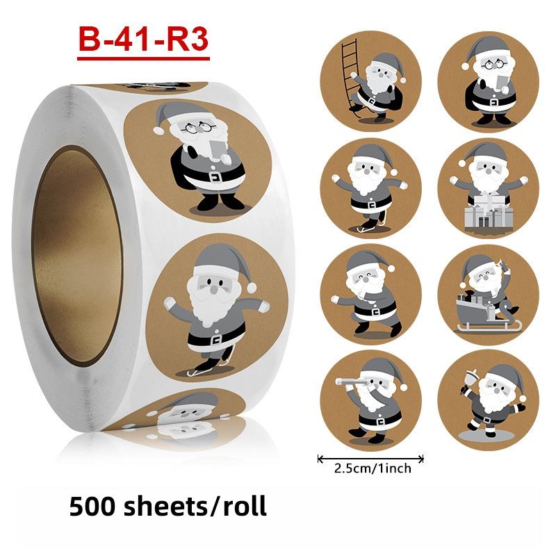 Круглые рождественские наклейки Наклейки на рождественскую тематику Для пакетов с печеньем Принадлежности для вечеринок Пакеты для конфет