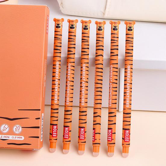 Стирающаяся ручка 0,7 мм с черными чернилами, с мягкой рукояткой, приятной для кожи, с милыми колпачками в виде животных, кнопочный механизм, перезаправляемые ручки, школьные принадлежности