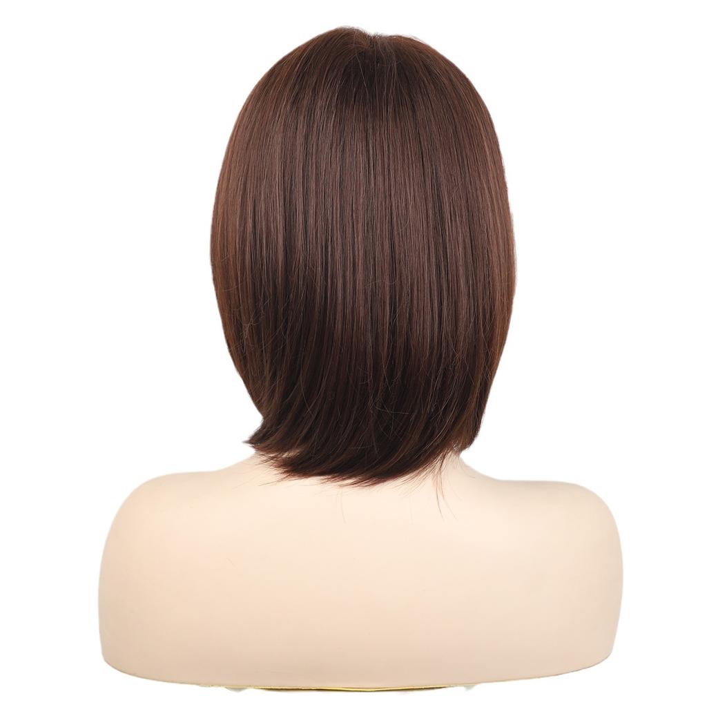 Short Blond Brown Synthetic Bob Wig with Bangs Natural Looking Heat Resistant Wig for Women Daily Party Halloween