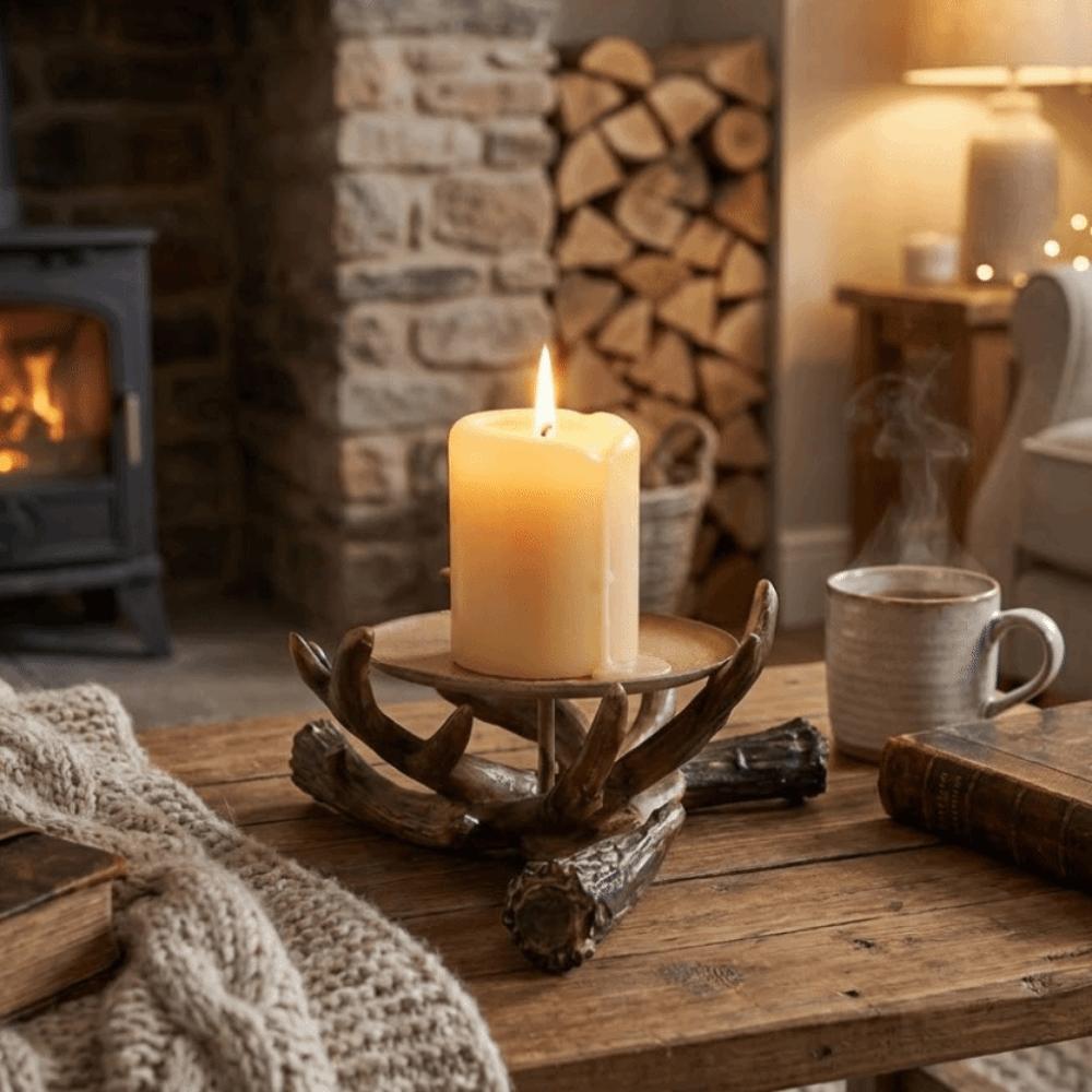 Handicraft Antler Candle Holder Vintage Tealight Holder Rustic Style Desktop Ornament Office