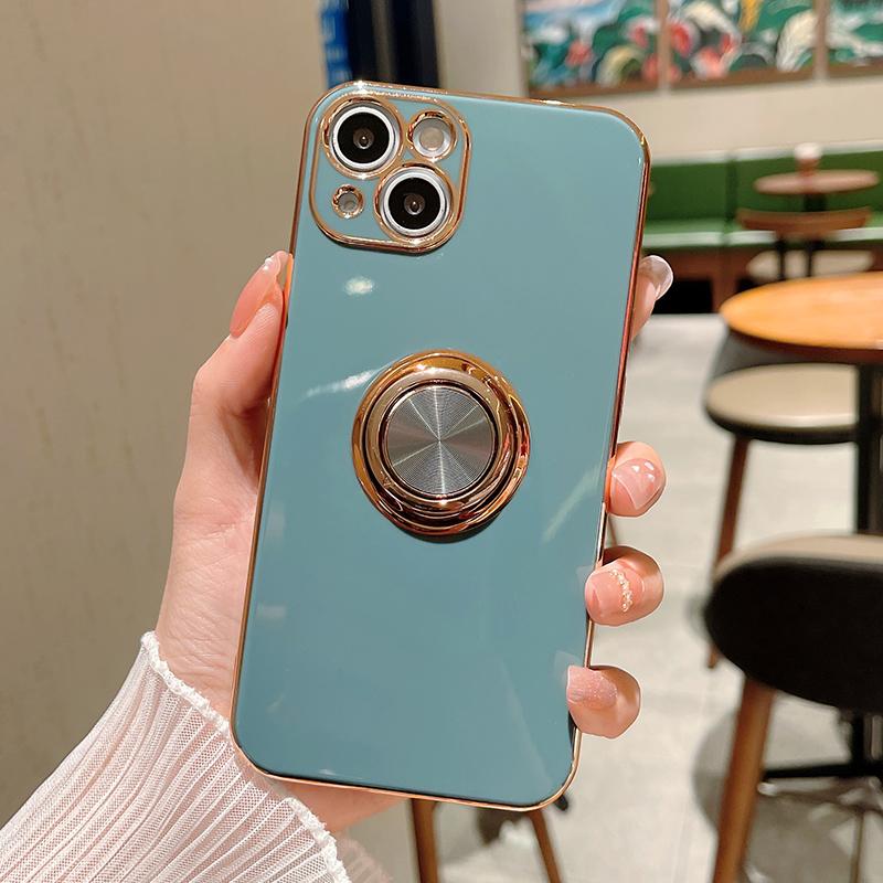 Роскошный Чехол-держатель для пальца с покрытием Для iPhone 17 Air 13 14 Pro Max 16 15 12 Мягкий Чехол для Телефона Для iPhone 11 Чехол