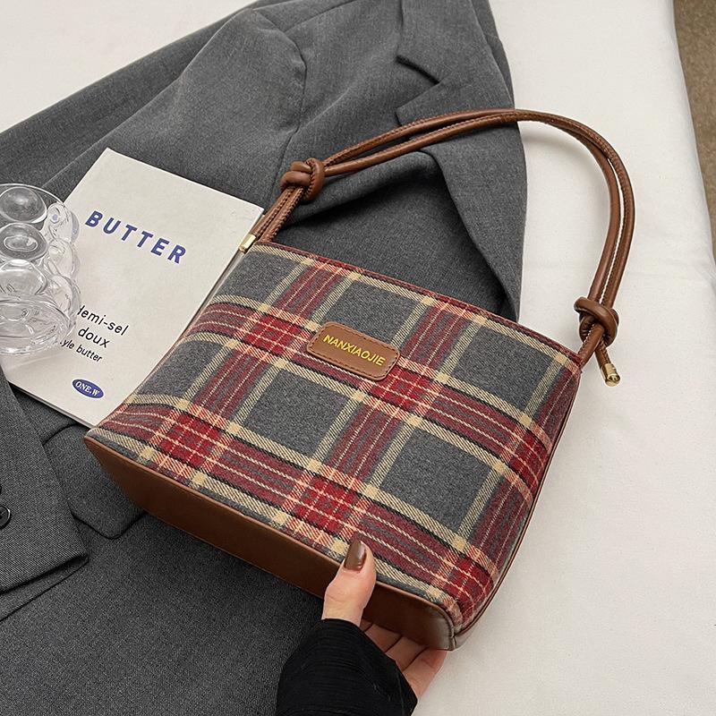 Премиум контрастные цвета ретро клетчатая универсальная сумка через плечо женская модная сумка-мессенджер сумка-ведро Tide