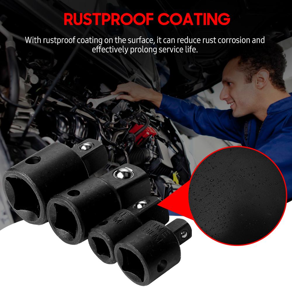 4 PCS Impact Socket Adapter Reducer 1/4-Inch 3/8-Inch 1/2-Inch Impact Driver Conversions Steel