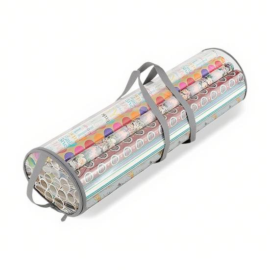 Gift Wrap Roll Bag Clear Wrapping Paper Storage Bag Holiday Wrap Organizer Tote with Handles