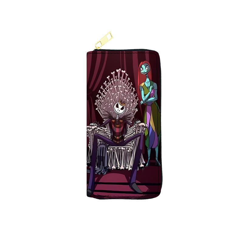 Nightmare Before Christmas PU Wallet Women Long Zip Clutch Purse Makeup Bag Jack Skellington 3pcs