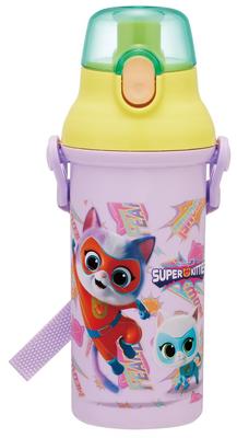 Стакан-поильник для воды Skater Water Direct, можно мыть в посудомоечной машине, Made in Disney, Super Kitty, для мальчиков и детей, 480 мл, для питья, пластик, управление одной кнопкой, безопасный, Япония,