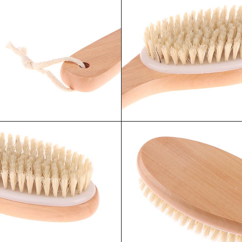 Дерево + Щетина Щетка для Тела из Натуральной Щетины для Сухого Отшелушивания Кожи Массажер Очиститель Скраббер